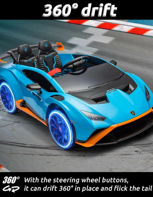 Load image into Gallery viewer, 24V Kids Ride on Car, Licensed Lamborghini STO Electric Car for Boys Girls, 2-Seater Ride on Drift Car with Remote Control, Music, 360° Spin, Max Speed 6Mph, Blue 2668south
