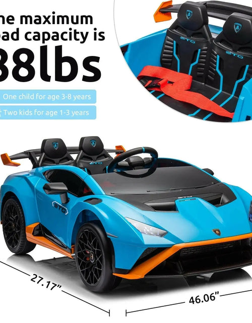 Load image into Gallery viewer, 24V Kids Ride on Car, Licensed Lamborghini STO Electric Car for Boys Girls, 2-Seater Ride on Drift Car with Remote Control, Music, 360° Spin, Max Speed 6Mph, Blue 2668south
