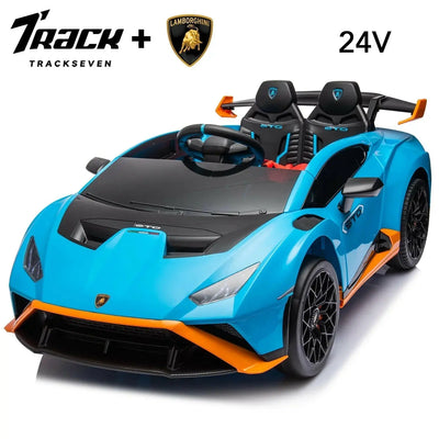 24V Kids Ride on Car, Licensed Lamborghini STO Electric Car for Boys Girls, 2-Seater Ride on Drift Car with Remote Control, Music, 360° Spin, Max Speed 6Mph, Blue 2668south