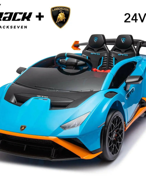 Load image into Gallery viewer, 24V Kids Ride on Car, Licensed Lamborghini STO Electric Car for Boys Girls, 2-Seater Ride on Drift Car with Remote Control, Music, 360° Spin, Max Speed 6Mph, Blue 2668south
