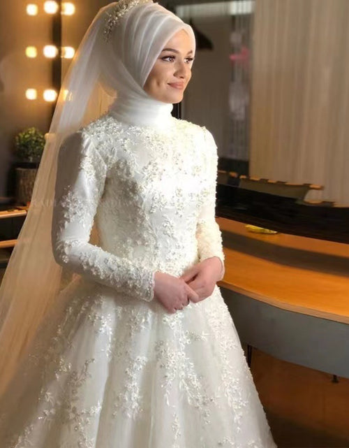 Load image into Gallery viewer, Long Sleeve White Dignified Wedding Dress
