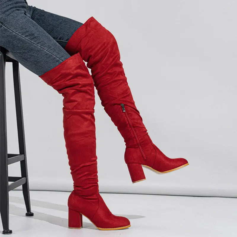 Women's Boots High-heeled Elastic Long Boots Over The Knee Boots My Store