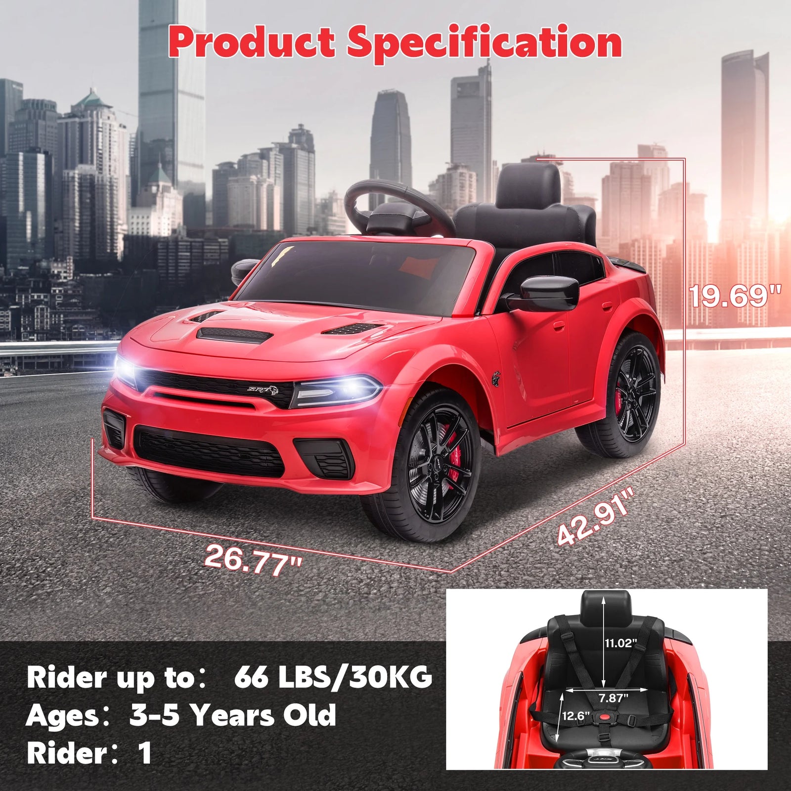 Kids, 12V Licensed Dodge Charger SRT Powered Ride