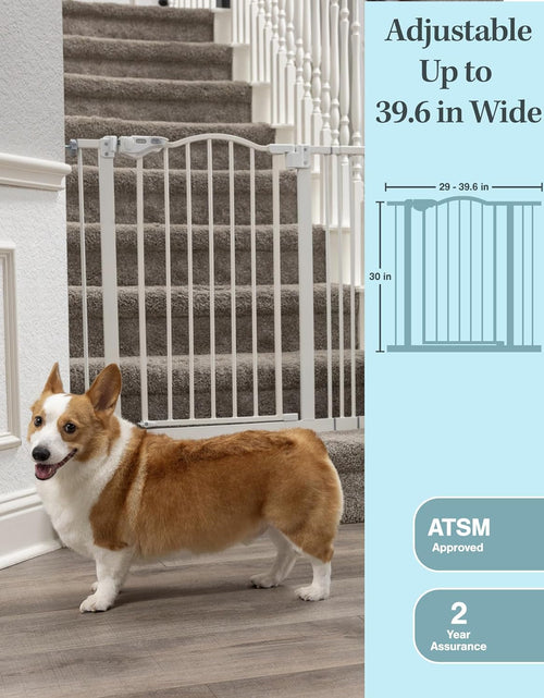 Load image into Gallery viewer, 29-39.6&quot; Baby Gate for Pets, Auto Close Both Sides Dog Gate with One-Hand Opening, 30&quot; Tall Safety Gates for Stairs, Hallways, Bedrooms, Wall Pressure Mount No Drill, White 2668south
