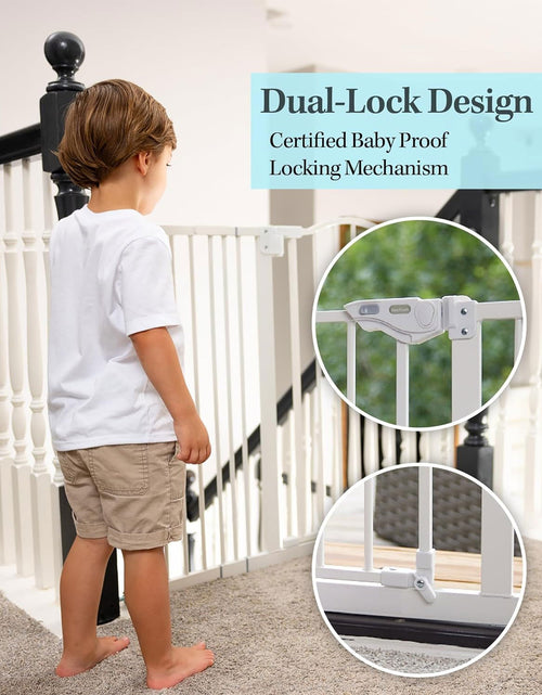 Load image into Gallery viewer, 29-39.6&quot; Baby Gate for Pets, Auto Close Both Sides Dog Gate with One-Hand Opening, 30&quot; Tall Safety Gates for Stairs, Hallways, Bedrooms, Wall Pressure Mount No Drill, White 2668south
