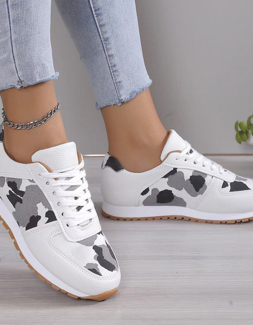 Load image into Gallery viewer, Fashoin Leopard Print Lace-up Sports Shoes For Women Sneakers Casual Running Walking Flat Shoes
