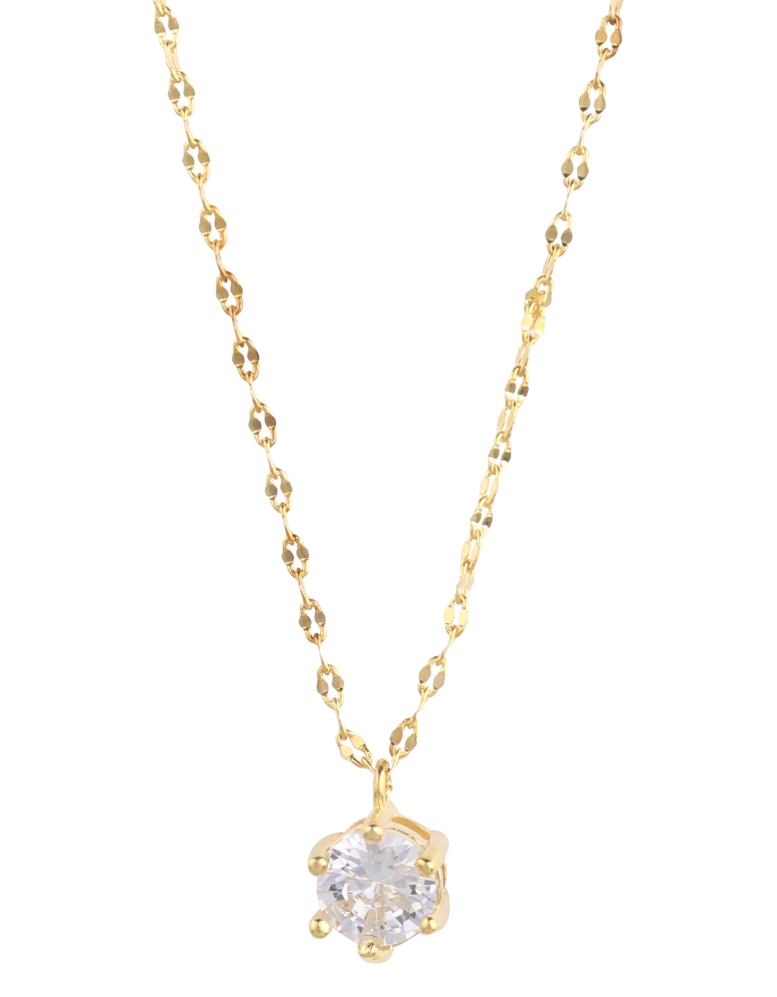 Radiant 14K Gold-Plated Solitaire Pendant Necklace