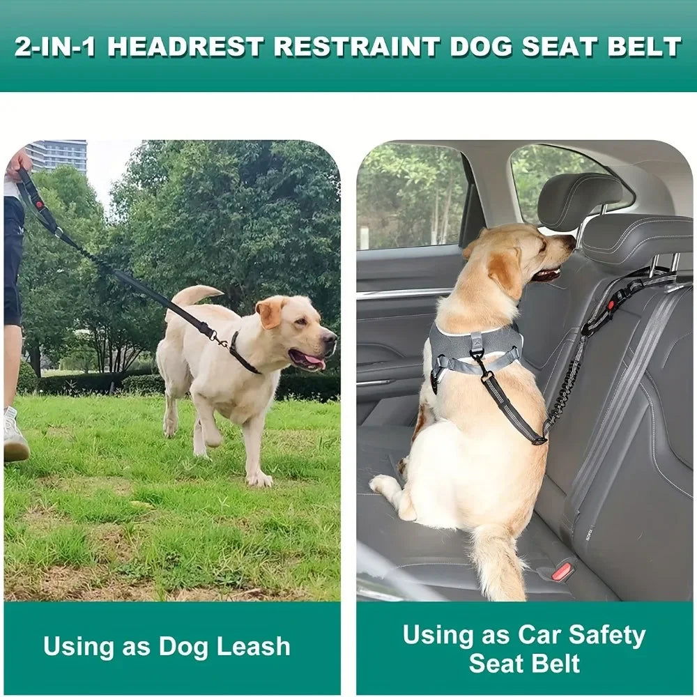 2Pcs Dog Seat Belt Adjustable Dog Car for Vehicle Pet Safety with Elastic Bungee Buffer Reflective & Durable Car Harness for Dog 2668south