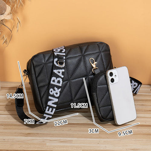 Load image into Gallery viewer, 2Pcs Rhombus Shoulder Bag With Wallet Letter Print Wide Shoulder Strap Small Square Bag Large Capacity Cell Phone Crossbody Bags 2668south
