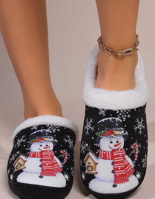 Load image into Gallery viewer, Snowman Round Toe Faux Fur Slippers
