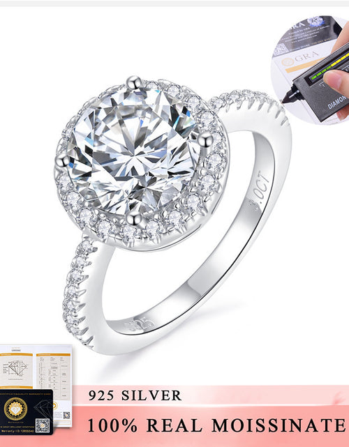 Load image into Gallery viewer, Round Bag Full Diamond S925 Silver 18K Gold Plating Mosanite Diamond Ring Female My Store
