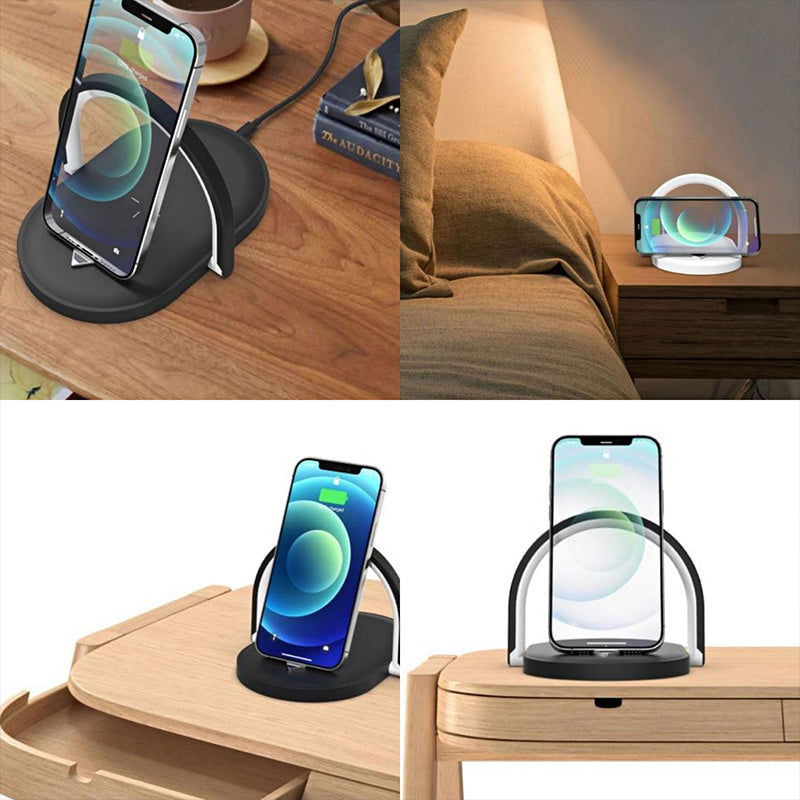 3 In 1 Foldable Wireless Charger Night Light Wireless Charging Station Stonego LED Reading Table Lamp 15W Fast Charging Light 2668south