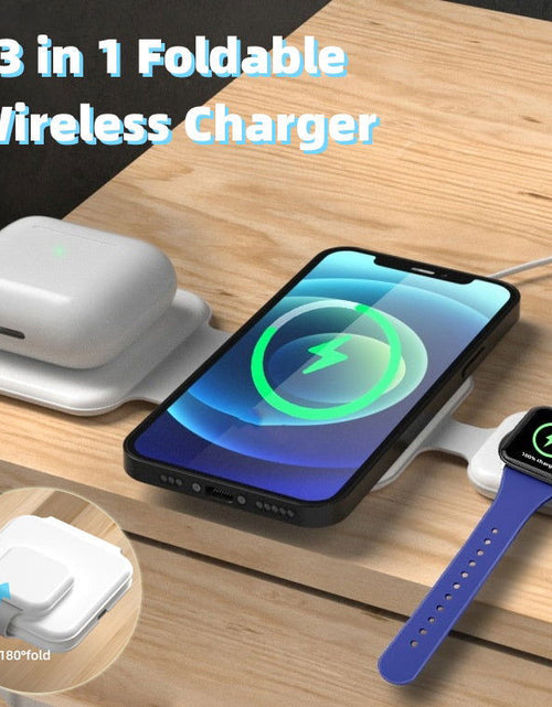 Load image into Gallery viewer, 3 In 1 Magnetic Foldable Wireless Charger Charging Station Multi-device Folding Cell Phone Wireless Charger Gadgets 2668south
