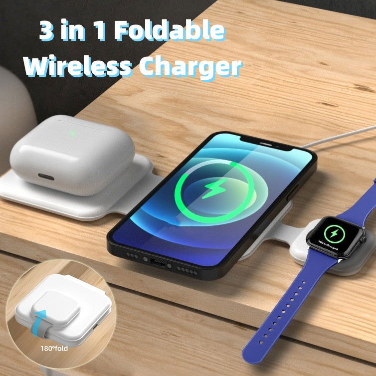 3 In 1 Magnetic Foldable Wireless Charger Charging Station Multi-device Folding Cell Phone Wireless Charger Gadgets 2668south