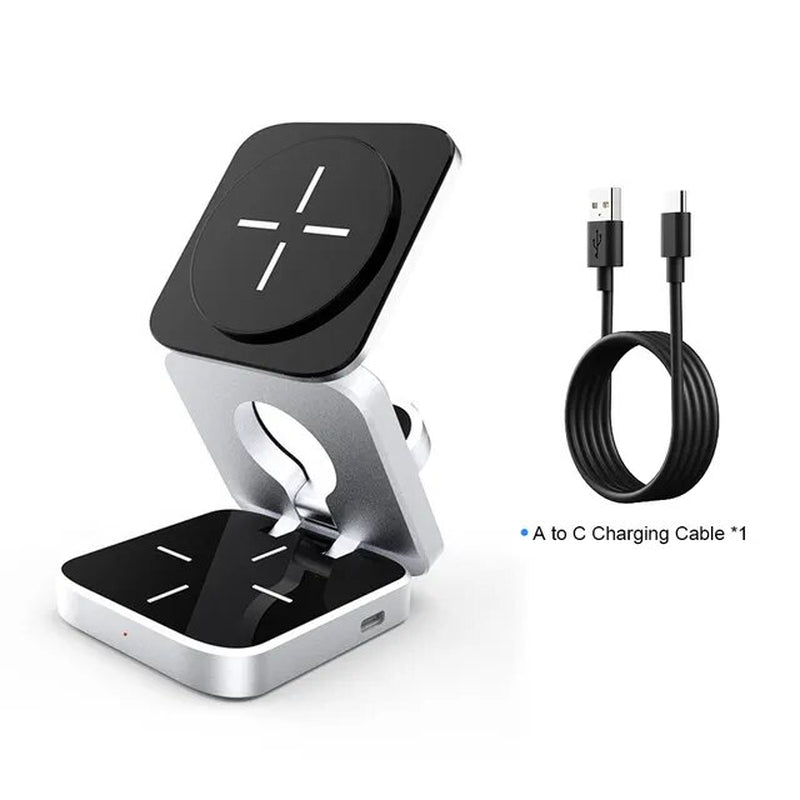 3 in 1 Foldable Magnetic Wireless Charger Stand for Iphone 15, 14, 13 Pro/Max/Plus, Airpods 3/2 Station Dock Fast Charger Holder 2668south