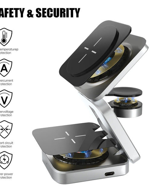 Load image into Gallery viewer, 3 in 1 Foldable Magnetic Wireless Charger Stand for Iphone 15, 14, 13 Pro/Max/Plus, Airpods 3/2 Station Dock Fast Charger Holder 2668south
