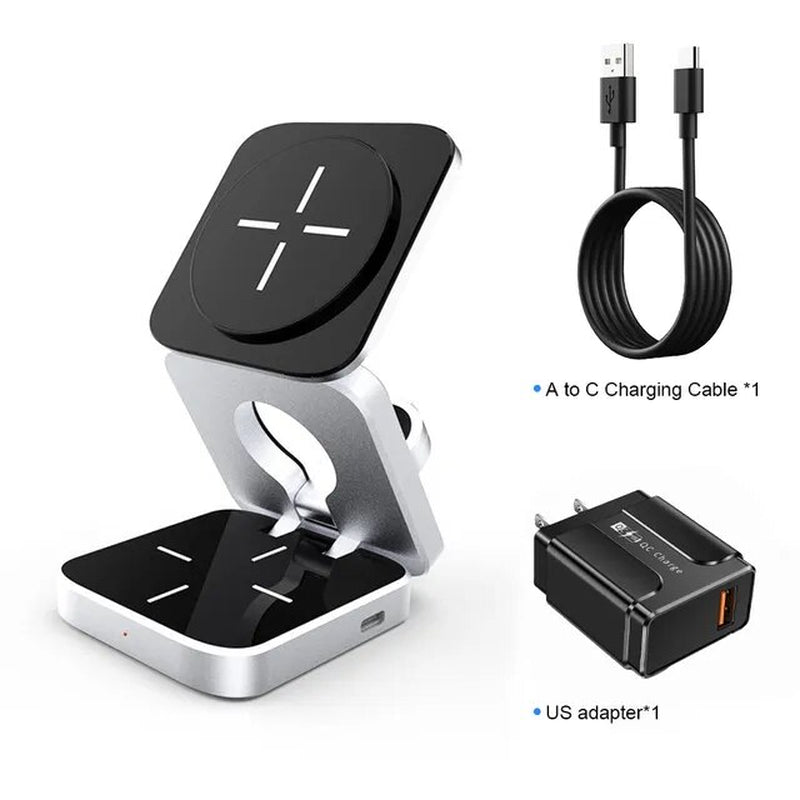 3 in 1 Foldable Magnetic Wireless Charger Stand for Iphone 15, 14, 13 Pro/Max/Plus, Airpods 3/2 Station Dock Fast Charger Holder 2668south