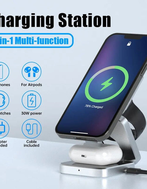 Load image into Gallery viewer, 3 in 1 Foldable Magnetic Wireless Charger Stand for Iphone 15, 14, 13 Pro/Max/Plus, Airpods 3/2 Station Dock Fast Charger Holder 2668south
