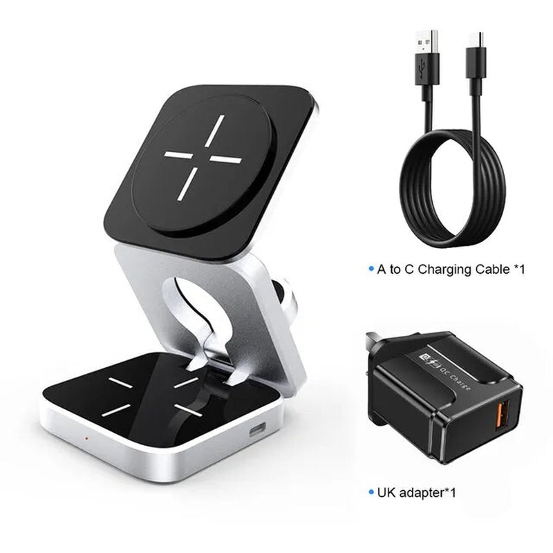 3 in 1 Foldable Magnetic Wireless Charger Stand for Iphone 15, 14, 13 Pro/Max/Plus, Airpods 3/2 Station Dock Fast Charger Holder 2668south