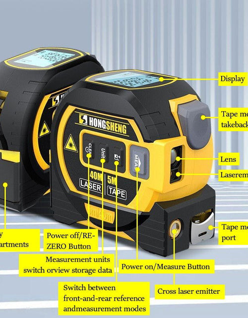 تحميل الصورة إلى عارض المعرض، 3 in 1 Laser Tape Measure Rangefinder 5M Tape Ruler Infrared High-Precision Intelligent Electronic Ruler Building Distance Meter 2668south
