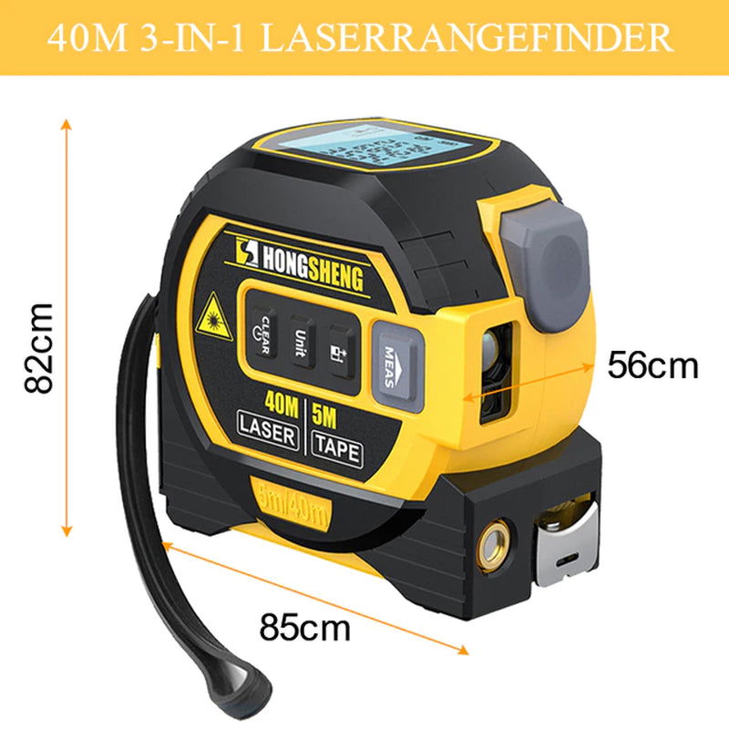 3 in 1 Laser Tape Measure Rangefinder 5M Tape Ruler Infrared High-Precision Intelligent Electronic Ruler Building Distance Meter 2668south