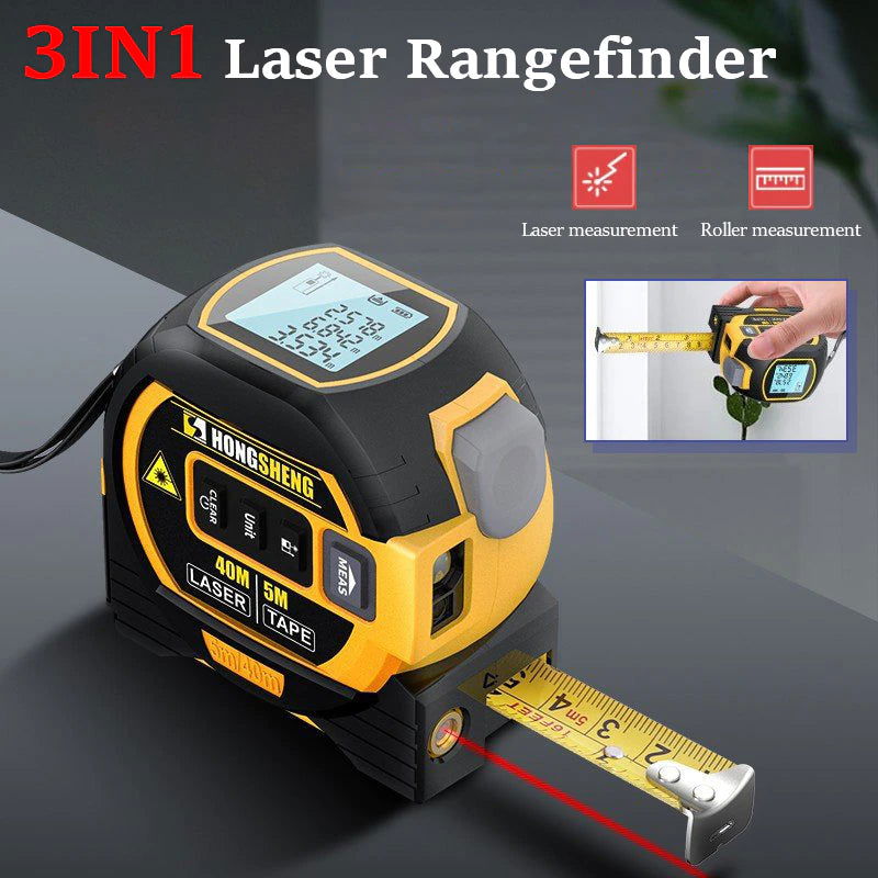 3 in 1 Laser Tape Measure Rangefinder 5M Tape Ruler Infrared High-Precision Intelligent Electronic Ruler Building Distance Meter 2668south