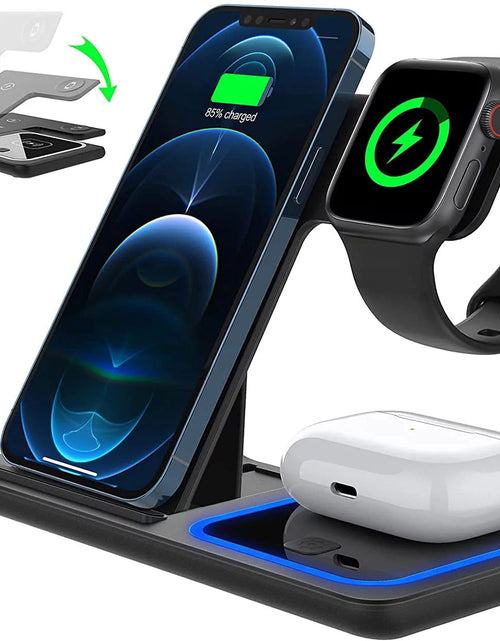 Load image into Gallery viewer, 3 in 1 Wireless Charger, 18W Fast Charger Pad Stand Charging Station Dock for Iwatch Series SE 8/7/6/5/4/3 Airpods Pro/3/2 for Iphone 15/14/13/12 /11/Pro Max/12 Mini /XR (With QC3.0 Adapter) 2668south
