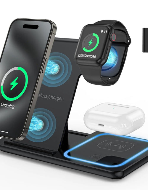 Load image into Gallery viewer, 3 in 1 Wireless Charger, 18W Fast Charger Pad Stand Charging Station Dock for Iwatch Series SE 8/7/6/5/4/3 Airpods Pro/3/2 for Iphone 15/14/13/12 /11/Pro Max/12 Mini /XR (With QC3.0 Adapter) 2668south
