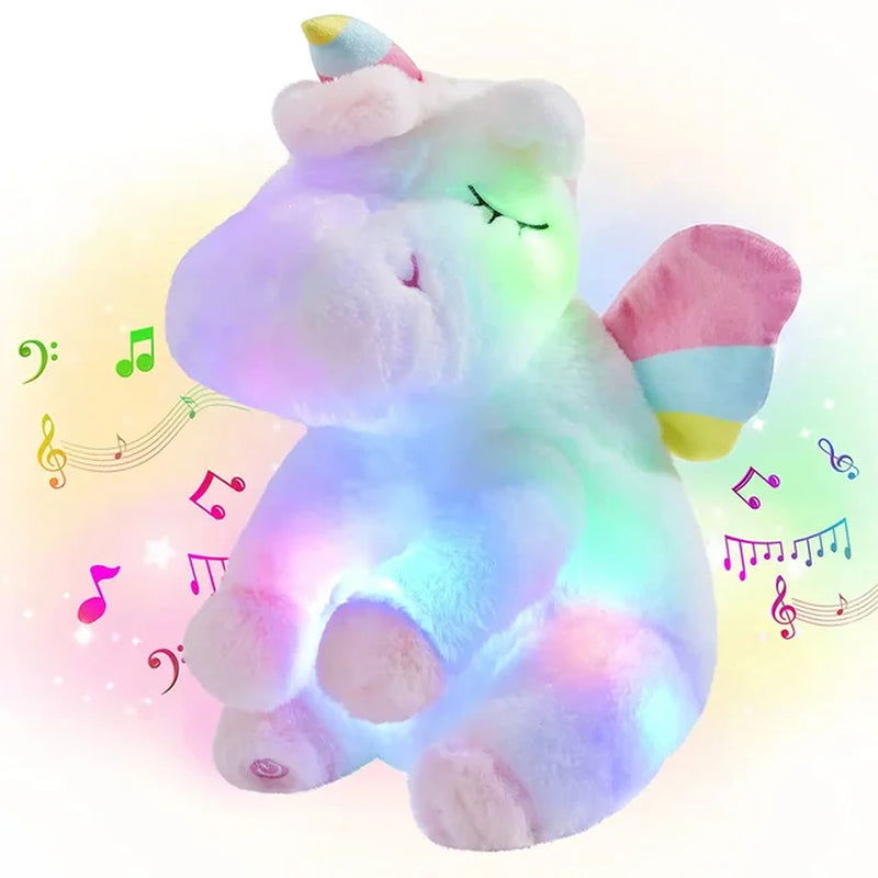 30Cm LED Light Musical Unicorn Plush Toys Soft Cute Green Pink Light-Up Stuffed Animals for Girls Birthday Gift Glowing Toy 2668south