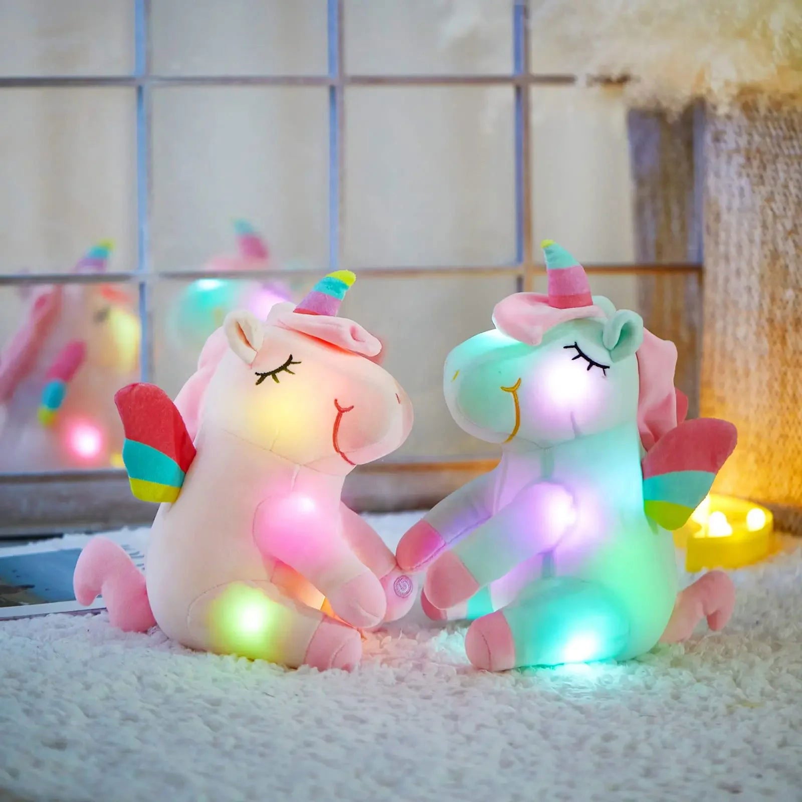 30Cm LED Light Musical Unicorn Plush Toys Soft Cute Green Pink Light-Up Stuffed Animals for Girls Birthday Gift Glowing Toy 2668south