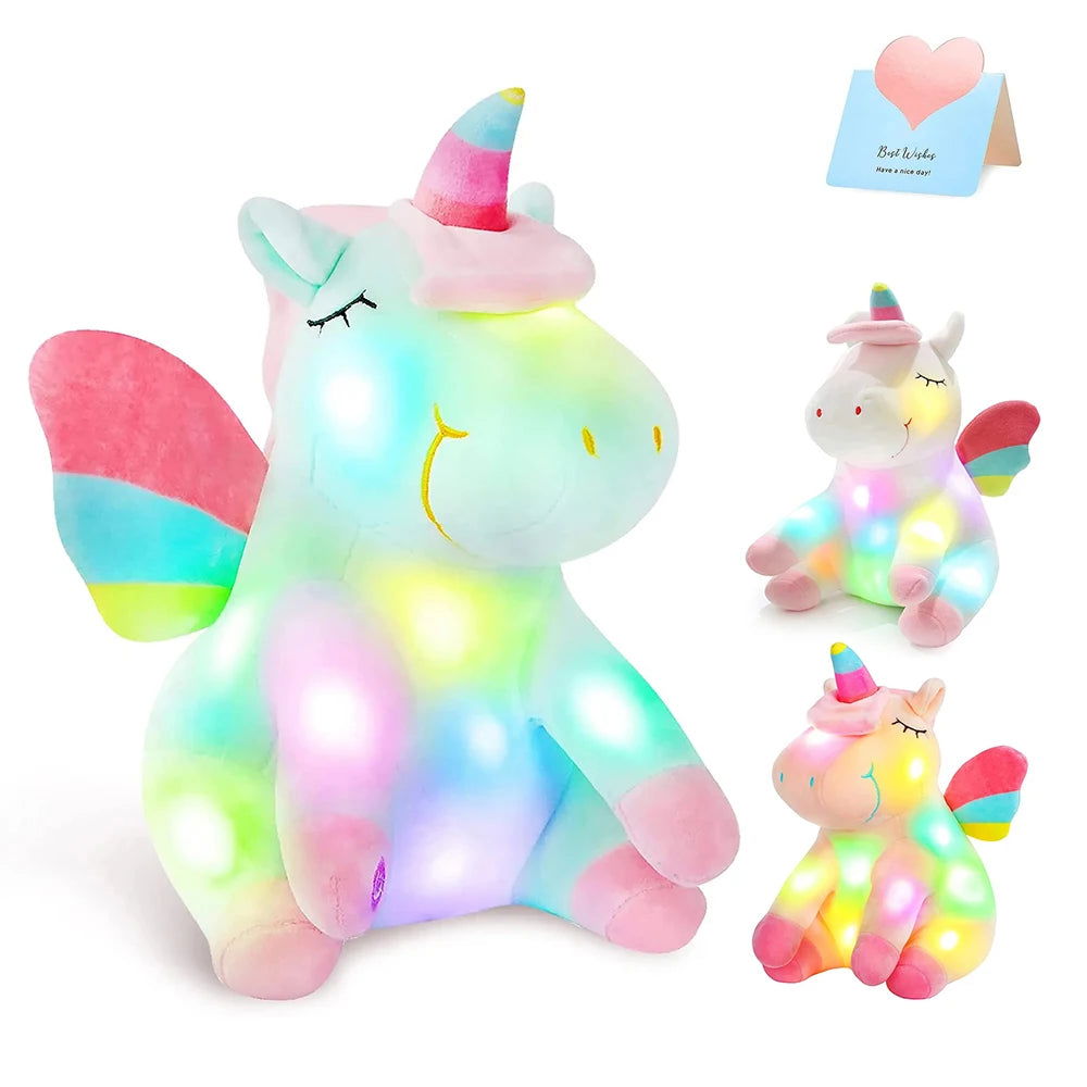 30Cm LED Light Musical Unicorn Plush Toys Soft Cute Green Pink Light-Up Stuffed Animals for Girls Birthday Gift Glowing Toy 2668south