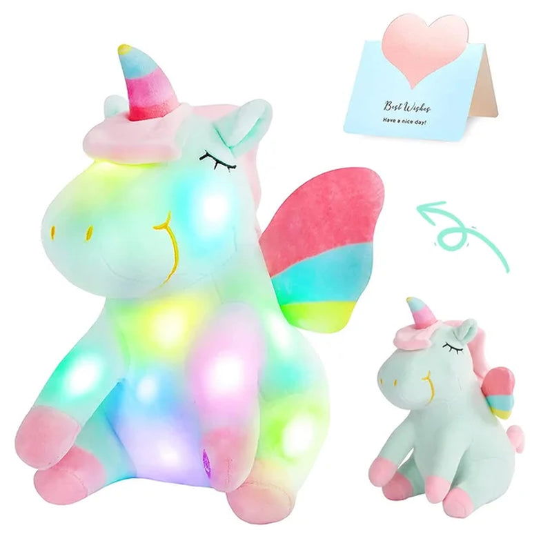 30Cm LED Light Musical Unicorn Plush Toys Soft Cute Green Pink Light-Up Stuffed Animals for Girls Birthday Gift Glowing Toy 2668south