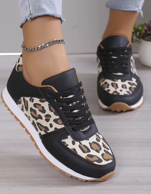 Load image into Gallery viewer, Fashoin Leopard Print Lace-up Sports Shoes For Women Sneakers Casual Running Walking Flat Shoes
