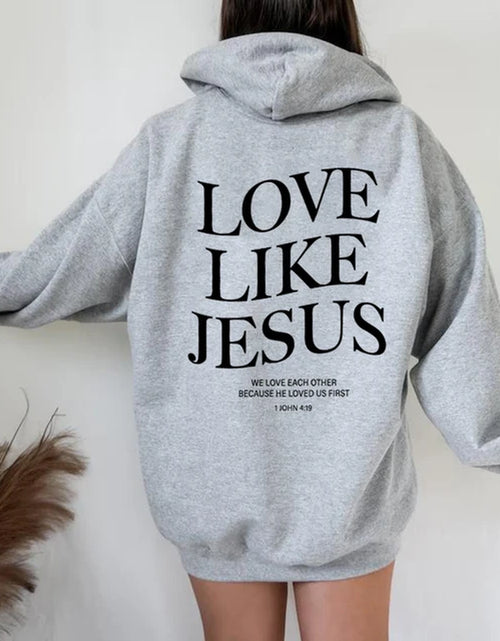 Load image into Gallery viewer, Love like Jesus Inspirational Christian Hoodie Faith Based Religious Hoodies Christian Apparel Bible Verse Jesus Sweatshirt Top
