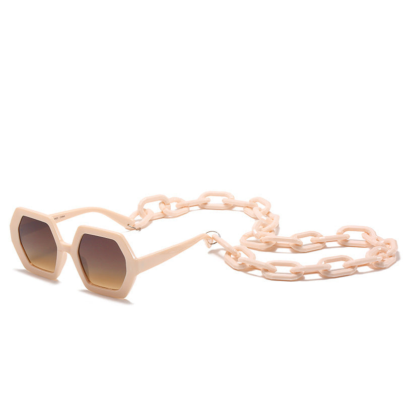 Personality Chain Sunglasses Exaggerated Octagonal Sunglasses