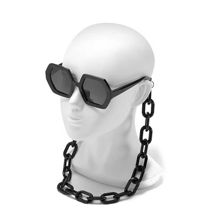 Personality Chain Sunglasses Exaggerated Octagonal Sunglasses