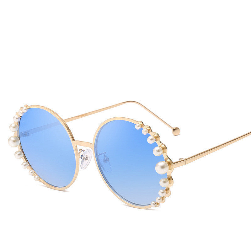 Round frame pearl sunglasses ladies sunglasses