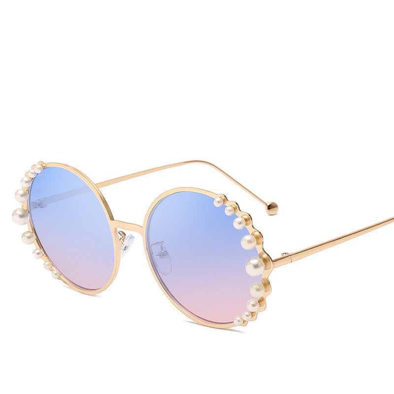 Round frame pearl sunglasses ladies sunglasses