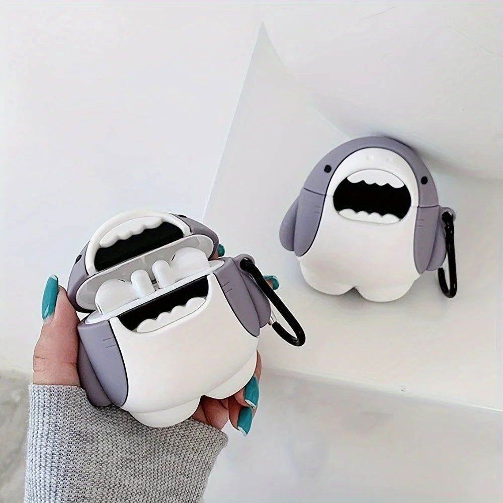 3D Cute Cartoon Shark Shape Soft Silicone Wireless Earphone Case for Airpods 1/2/3/Pro 2668south