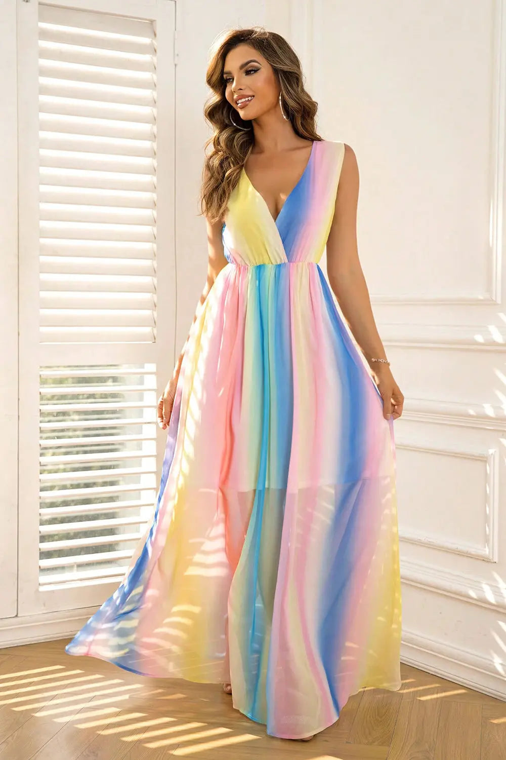 Surplice Neck Sleeveless Maxi Dress Trendsi