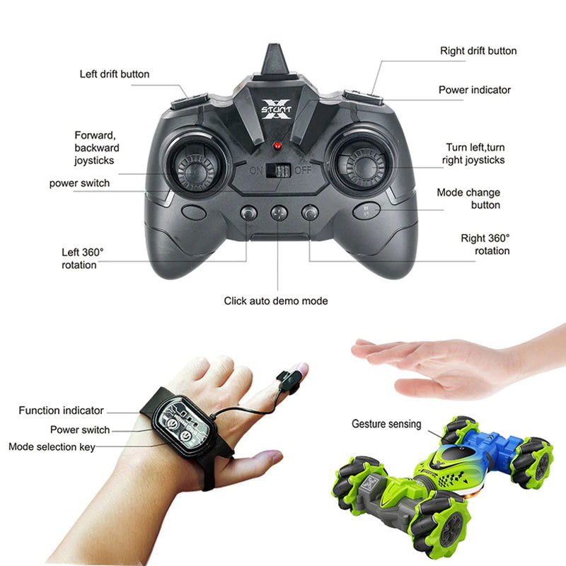 4WD RC Car Toy 2.4G Radio Remote Control Cars RC Watch Gesture Sensor Rotation Twist Stunt Drift Vehicle Toy for Children Kids 2668south