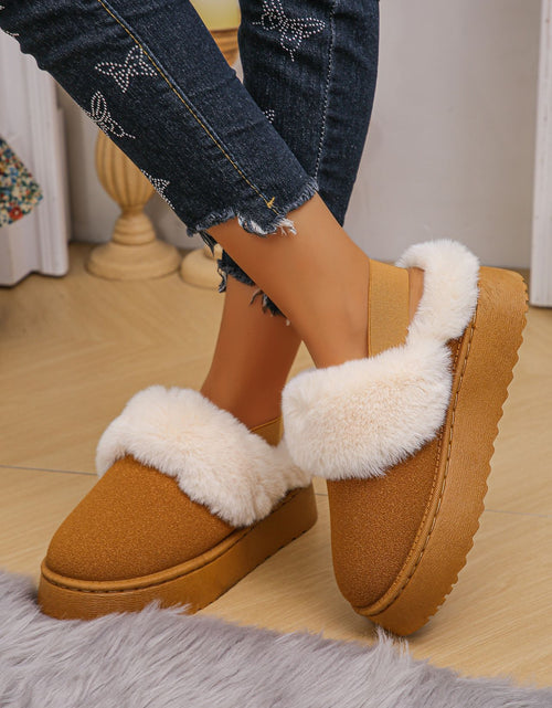 Load image into Gallery viewer, Faux Fur Round Toe Platform Slippers
