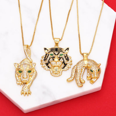 Three-dimensional Full Diamond Painting Oil Tiger Head Pendant Necklace My Store