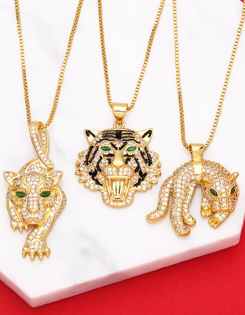 Load image into Gallery viewer, Three-dimensional Full Diamond Painting Oil Tiger Head Pendant Necklace My Store
