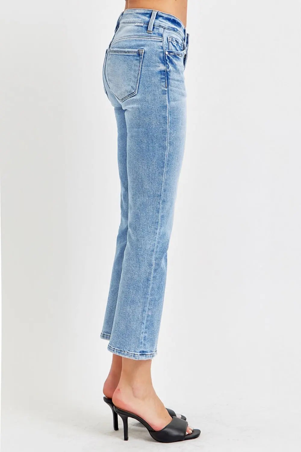 RISEN Full Size Low Rise Crop Slim Straight Jeans Trendsi