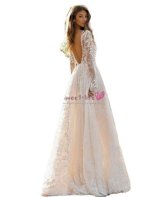 Load image into Gallery viewer, Women&#39;s Wedding Dress Lace Long Sleeve Dinner Party Gown
