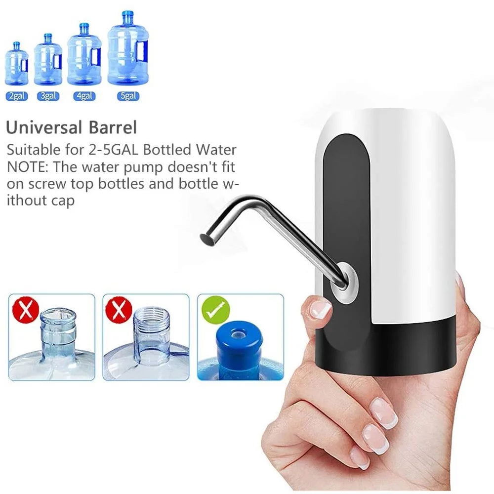 5 Gallon Water Dispenser Water Bottle Pump for 5 Gallon USB Charging Automatic Water Dispenser Portable Electric Water Dispenser for 5 Gallon Bottle 2668south