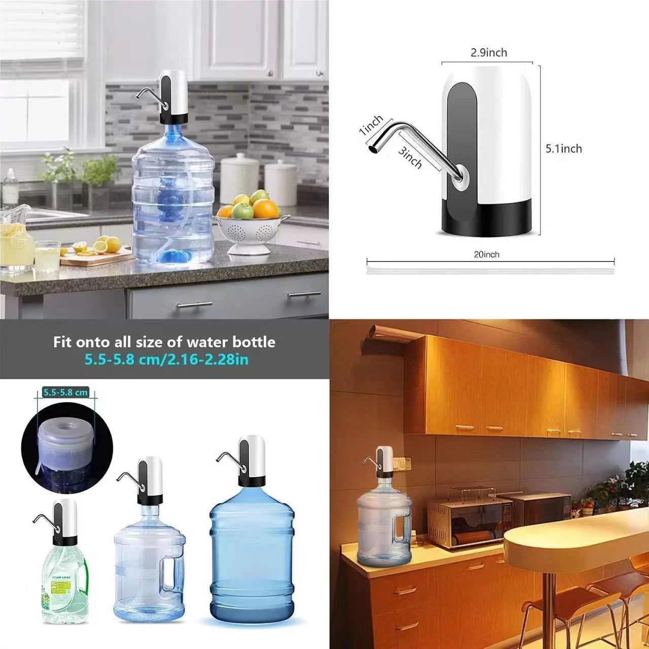 5 Gallon Water Dispenser Water Bottle Pump for 5 Gallon USB Charging Automatic Water Dispenser Portable Electric Water Dispenser for 5 Gallon Bottle 2668south