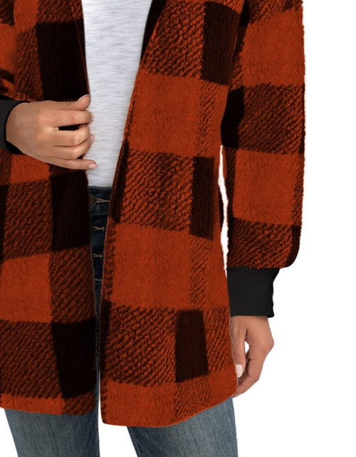 Load image into Gallery viewer, Plaid Long Sleeve Hooded Coat
