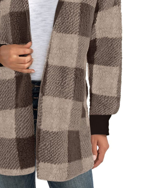 Load image into Gallery viewer, Plaid Long Sleeve Hooded Coat
